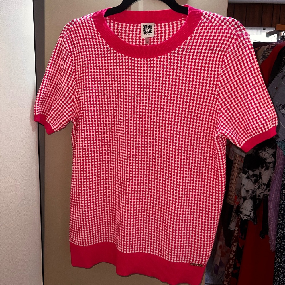 Anne Klein Pink Gingham Top - Picture 2 of 2